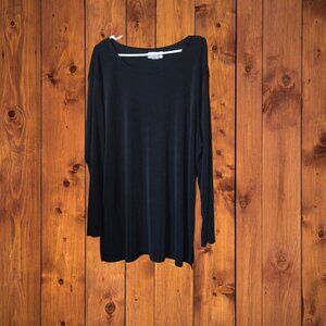 Fern Bratten Women's 2X Black Long Sleeve Casual USA Liquid Knit Vintage Top